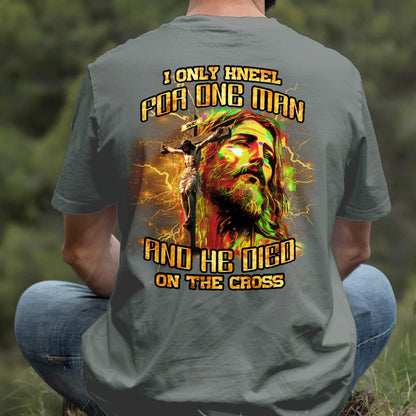 Teesdily | I Only Kneel For One Man And He Died On The Cross Shirt, Jesus Christ Cross Sweatshirt, Faith Religious Hoodie Mug