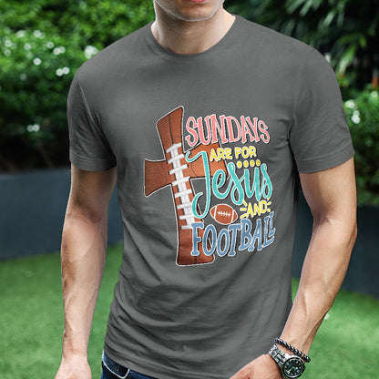 Teesdily | Christian Sundays Are For Jesus And Football Shirt, Jesus Cross Football Sweatshirt, Halftime Show Hoodie Mug Sport Gift