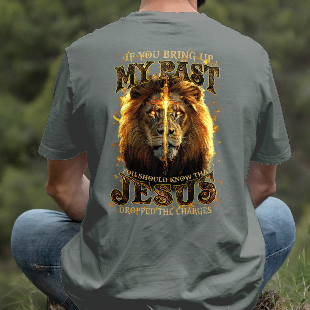 Teesdily | Jesus Christ Lion Cross Shirt, Jesus Dropped The Charges Lion Sweatshirt, Faith Religious Hoodie Mug, Jesus Lover Gift