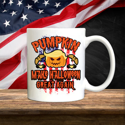 Teesdily | Halloween American Flag Pumpkin Shirt, Pumpkin Make Halloween Great Again T-shirt, Pumpkin Halloween Sweatshirt Hoodie Mug, Holiday Gifts