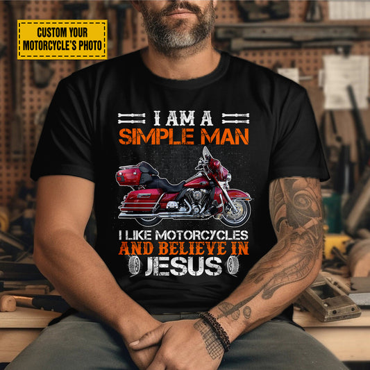 Teesdily | Customized Christian Biker Graphic Men's Shirt, I Like Motorcycles And Believe In Jesus Tee Sweatshirt Hoodie Mug, Christian Biker Gifts