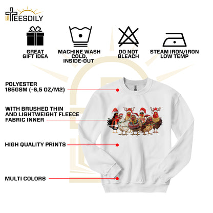 Teesdily | Christmas Chickens Shirt, Farming Chicken Christmas Sweatshirt, Funny Christmas Farm Hoodie Mug, Chicken Lovers Gift