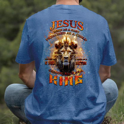 Teesdily | Jesus Coming Back As A King Lion Shirt, Christian Cross Lion Sweatshirt, Jesus King Hoodie Mug, Faith Religious Gift