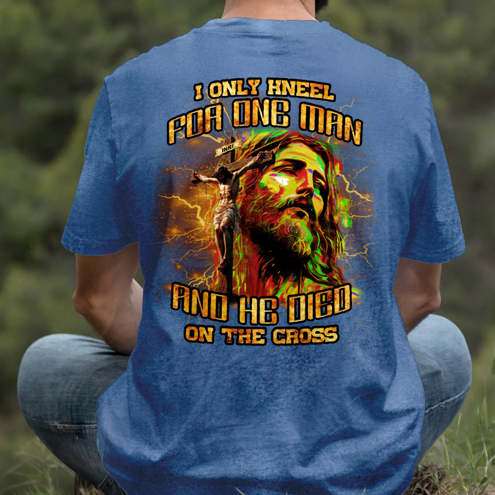 Teesdily | I Only Kneel For One Man And He Died On The Cross Shirt, Jesus Christ Cross Sweatshirt, Faith Religious Hoodie Mug