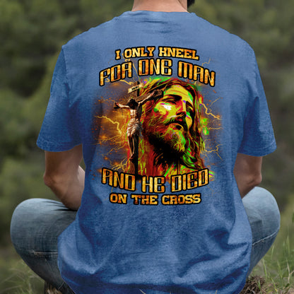 Teesdily | I Only Kneel For One Man And He Died On The Cross Shirt, Jesus Christ Cross Sweatshirt, Faith Religious Hoodie Mug