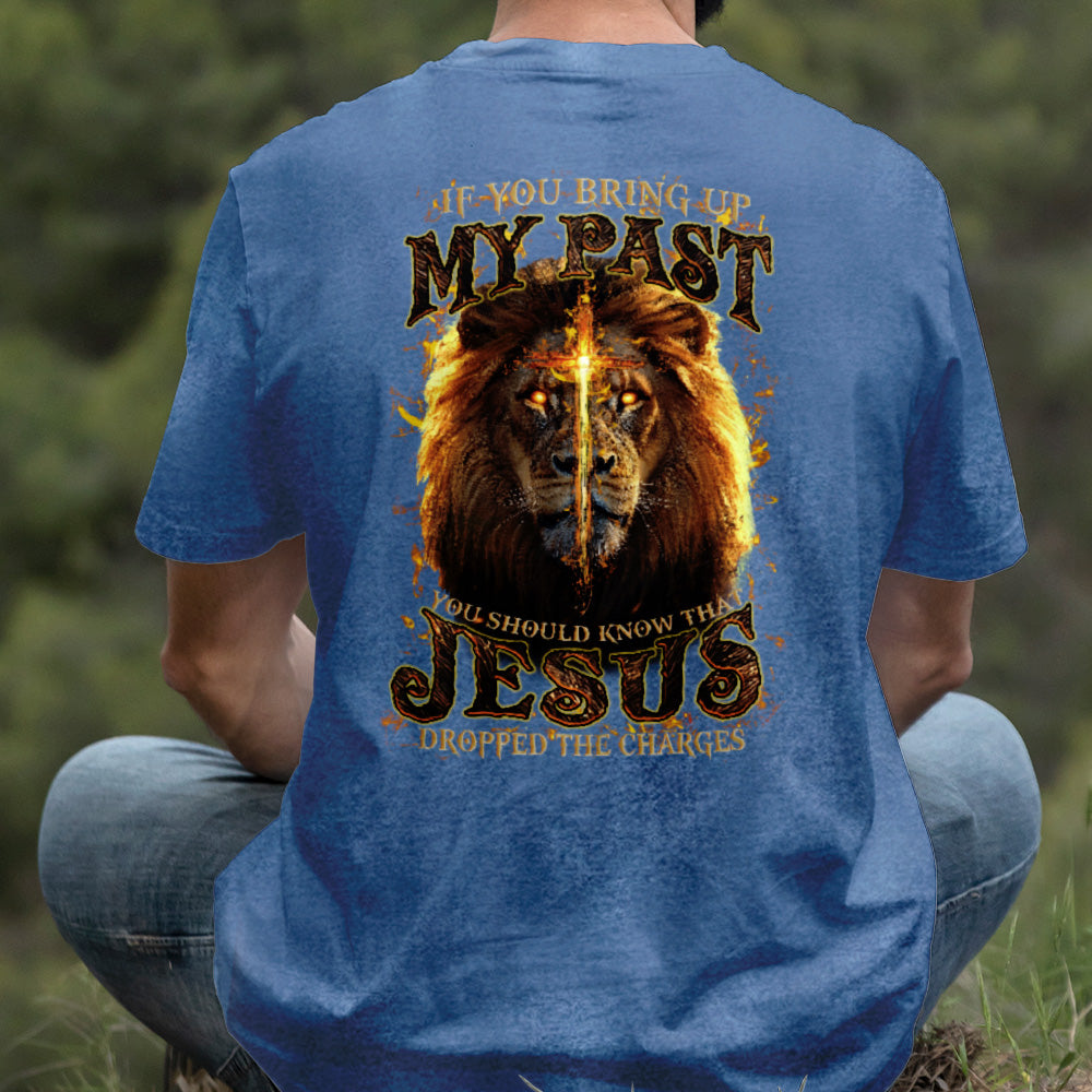 Teesdily | Jesus Christ Lion Cross Shirt, Jesus Dropped The Charges Lion Sweatshirt, Faith Religious Hoodie Mug, Jesus Lover Gift