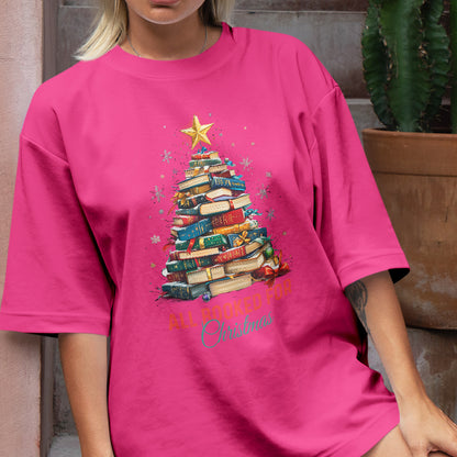 Teesdily | All Booked For Christmas Shirt, Bookworm Christmas Sweatshirt, Bookish Hoodie Mug, Gift For Librarian Book Lover