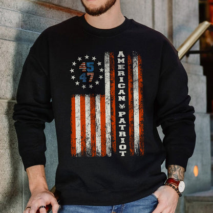 Teesdily | American Patriot Shirt, American Patriot 45 47 Shirt, Vintage American Flag Hoodie Sweatshirt Mug, Make American Great Shirt Victory Gift