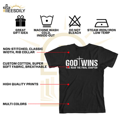 Teesdily | Jesus Cross Shirt, God Wins I've Read The Final Chapter Tee Sweatshirt Hoodie Mug, God Faith Believer Gifts, Jesus Lovers Tee