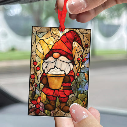 Teesdily | Gnome Christmas Ornament, Gnome Stained Glass Printed Ornament, Funny Gnome Ornament Decor, Family 2024 Ornament, Gnome Christmas Gifts