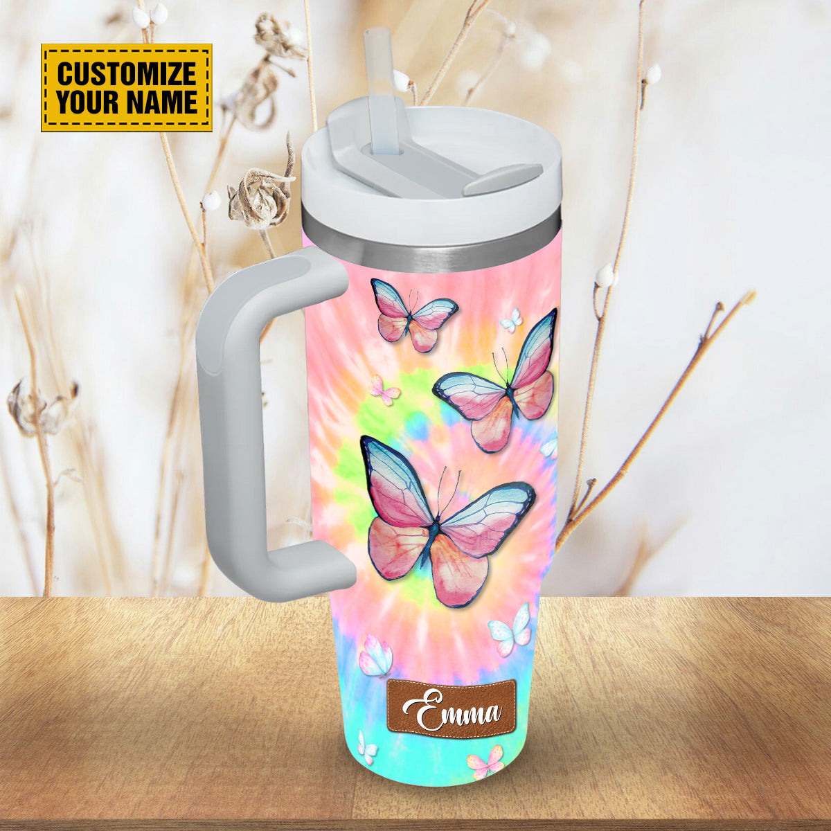 Teesdily | Personalized Butterfly Tumbler With Lid, My Grace Is Sufficient For You 40 oz Tumbler, Spiritual Gifts For Women, 40oz Stainless Steel Cup