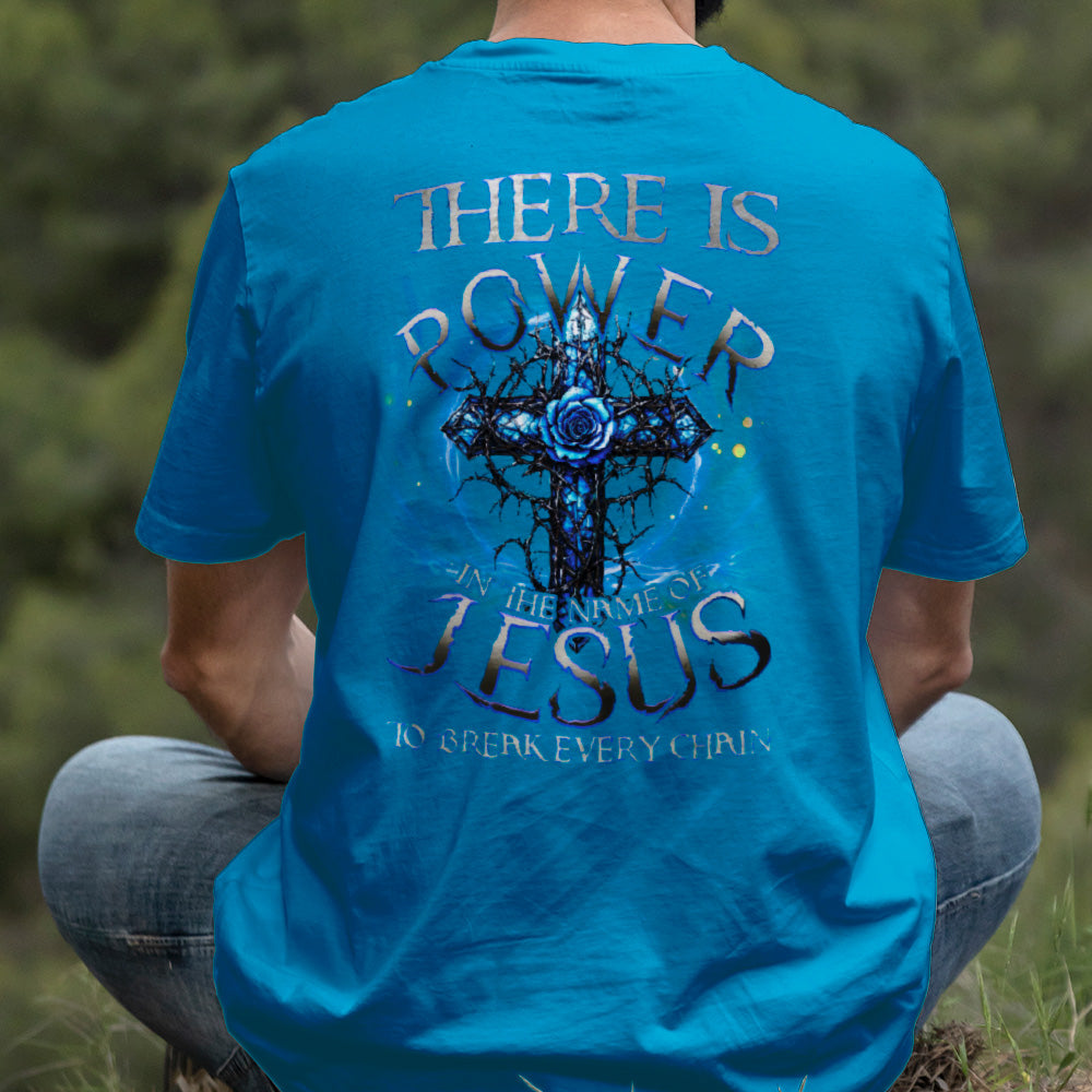 Teesdily | There Is Power In The Name Of Jesus Shirt, Christian Cross Sweatshirt, Jesus Rose Hoodie Mug, Faith Gift Men