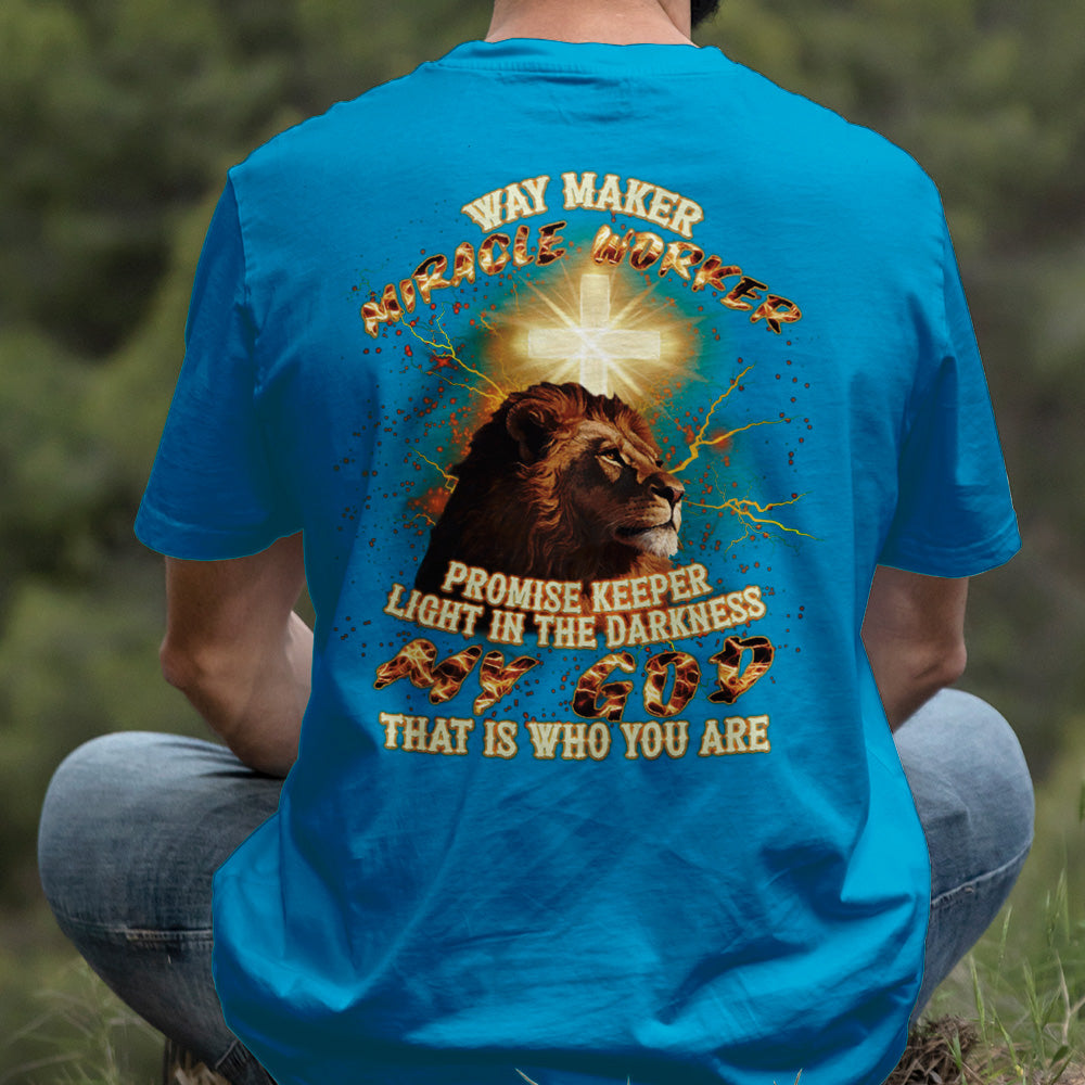 Teesdily | Way Maker Miracle Worker Promises Keeper Shirt, Jesus Cross Lion Sweatshirt, My God Hoodie Mug, Faith Religious Gift