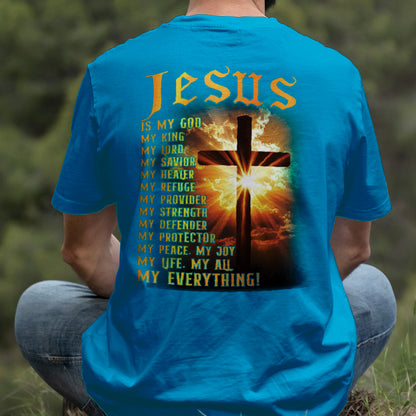 Teesdily | Jesus Is My God Shirt, Jesus My Everything Sweatshirt , Jesus Christian Cross Light Hoodie Mug, Religious Faith Gift