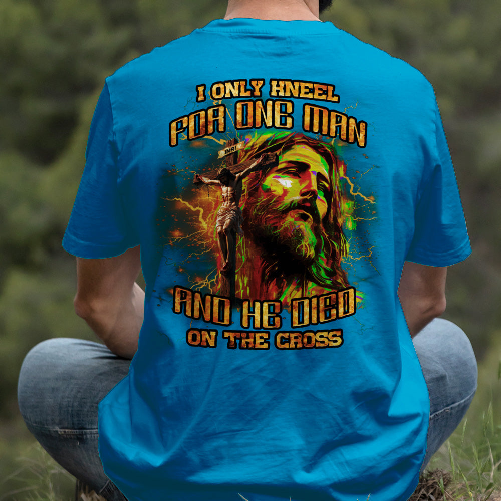 Teesdily | I Only Kneel For One Man And He Died On The Cross Shirt, Jesus Christ Cross Sweatshirt, Faith Religious Hoodie Mug