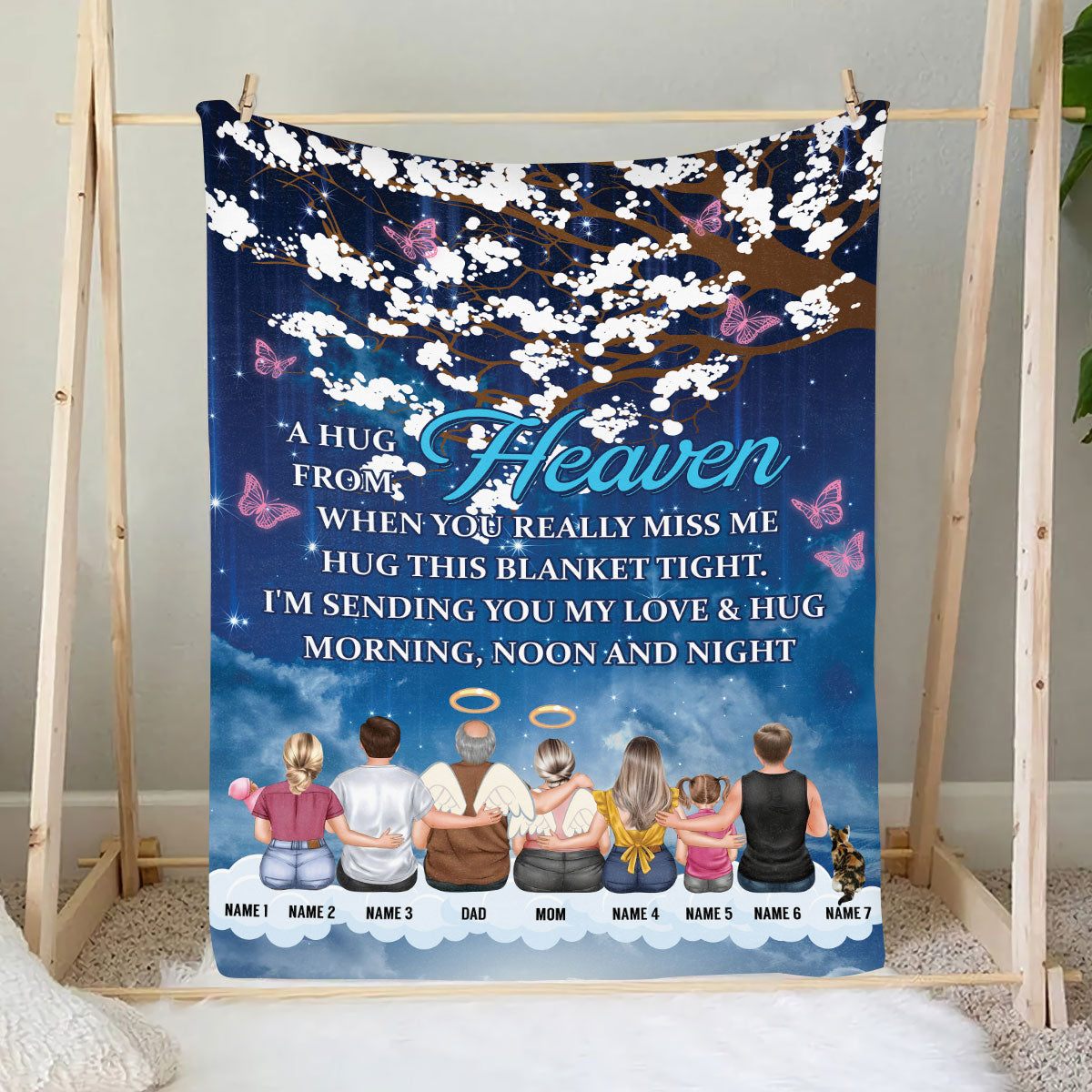 Teesdily | Customized Loss Of Beloved Ones Throw Blanket To Family A Hug From Heaven When You Really Miss Me Sympathy Gifts