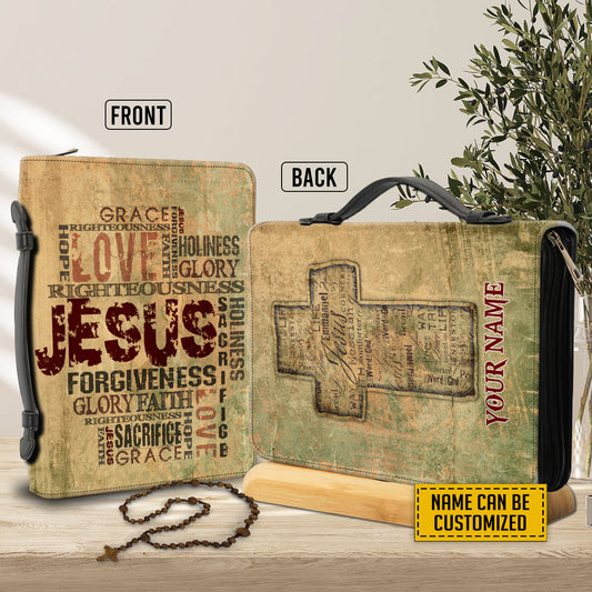 Teesdily | Customized Jesus Leather Bible Case, Jesus Words Bible Study, Religious Bible Carrier, Christian Bible Holder, Jesus Believer Gifts