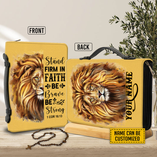 Teesdily | Lion Of Judah Customized Bible Carrier, Stand Firm In Faith Be Brave Be Strong, Religious Bible Study, Jesus Lover Gifts Bible Cover