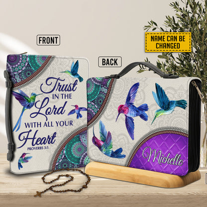 Teesdily | Hummingbird Mandala Customized Bible Bags, Trust In The Lord With All Your Heart Bible Purse, Christian Gifts For Women, Bible Accessories