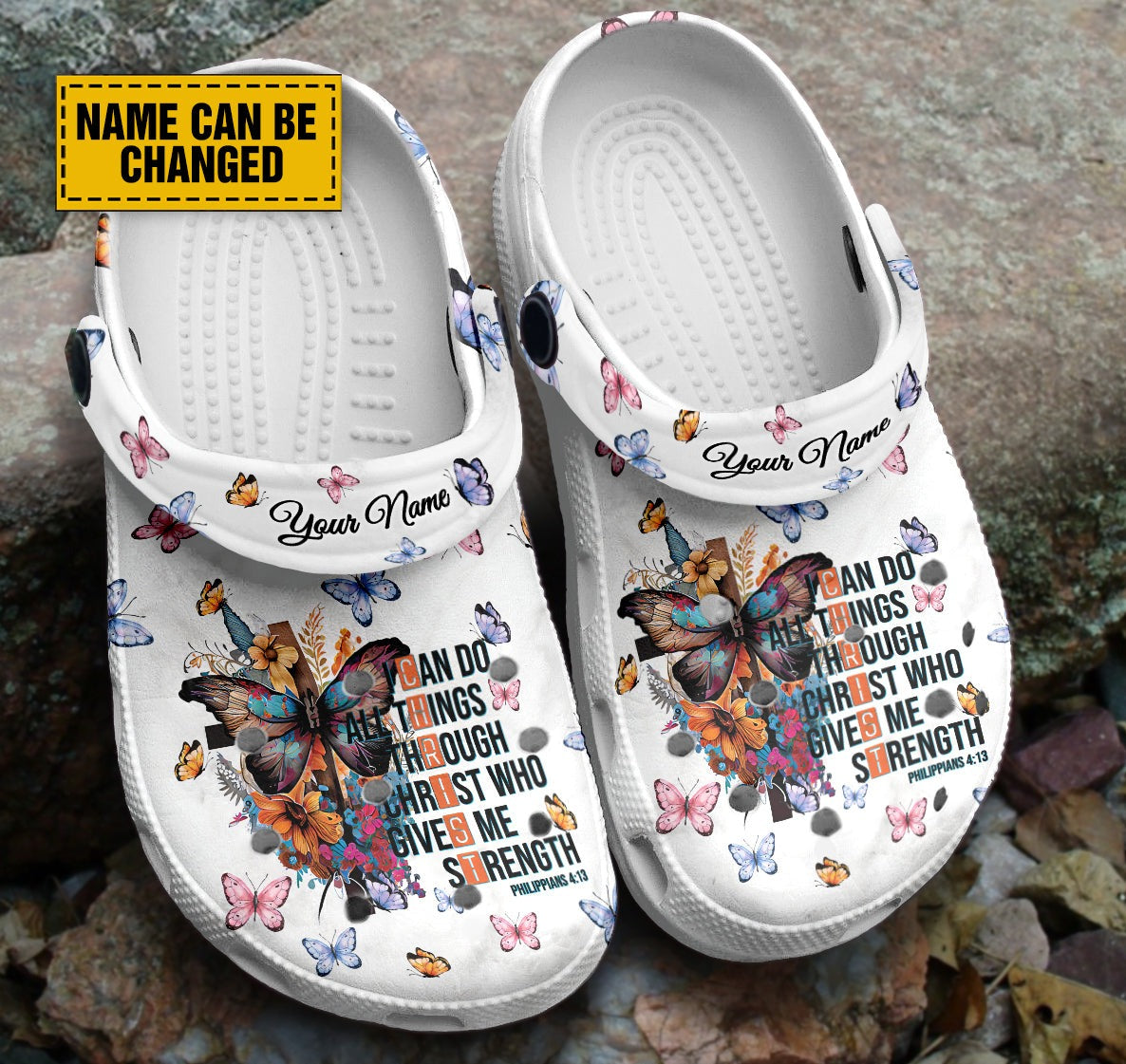 Teesdily | I Can Do All Things Through Christ Who Gives Me Strength Customized Clogs Shoes, Gift For Jesus Lovers, God Faith Believers, Christian Gifts, Kid & Adult Unisex Clogs Shoes Eva