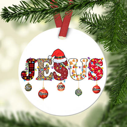 Teesdily | Jesus The Reason For The Season Ornament Christmas, Jesus Christ Faith Religious Ornament Christmas Gifts