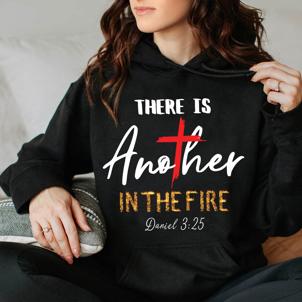 Teesdily | Jesus Christian Cross Short Sleeve Shirts, There Is Another In The Fire Sweatshirt Hoodie Mug, Christian Apparel Religious Gifts