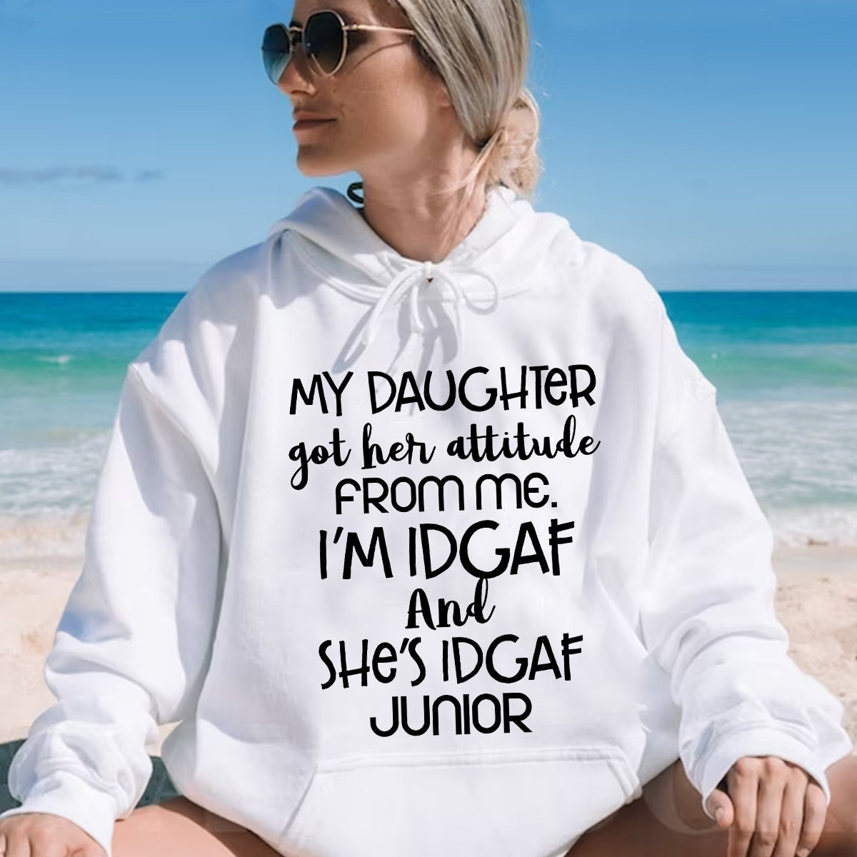 Teesdily | Mom Funny Mothers Day Shirt, I'm Idgaf And She's Idgaf Junior Quote Shirt, Gift From Daughter For Mommy Unisex Tshirt Hoodie Sweatshirt Size S-5Xl / Mug 11-15Oz
