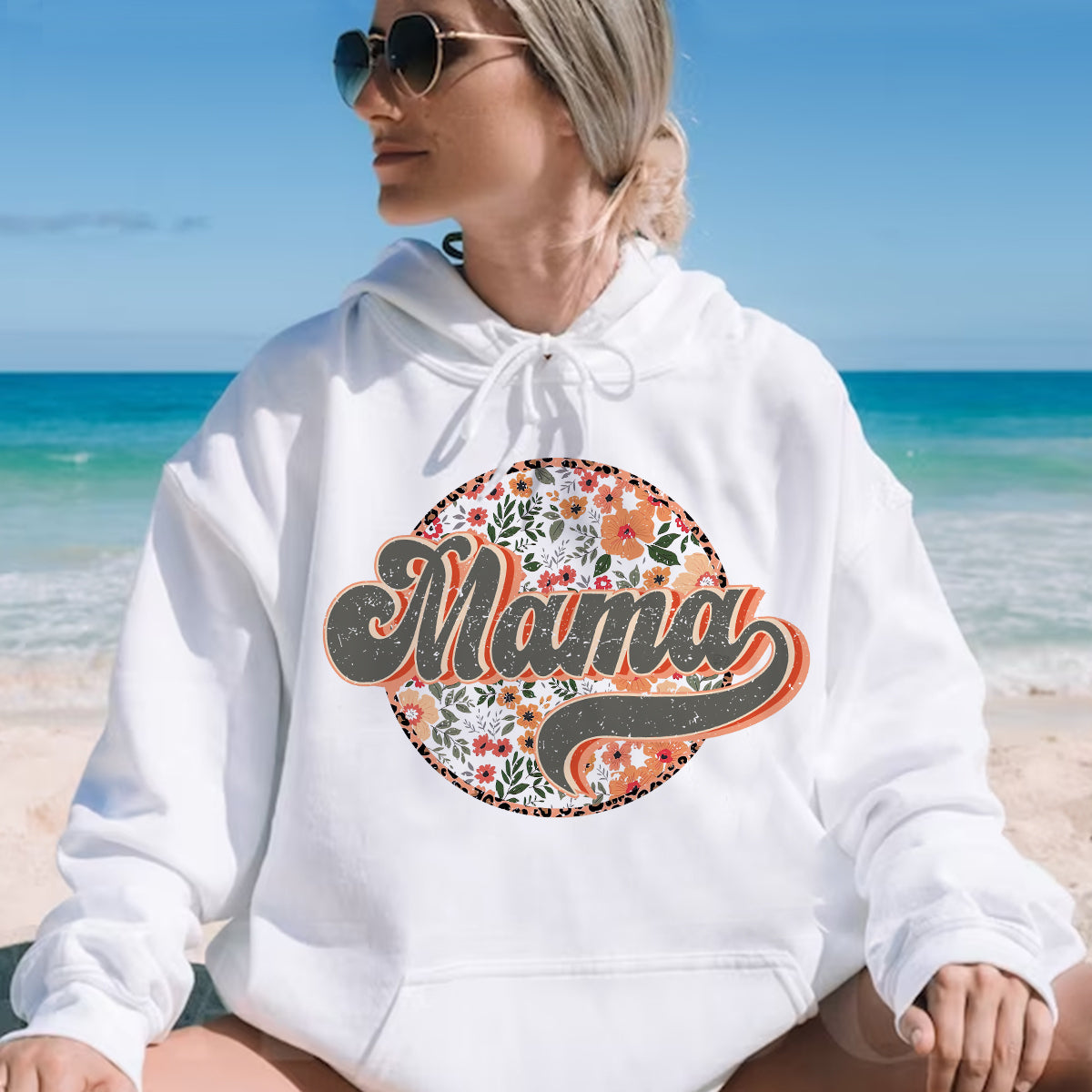 Teesdily | Mama Retro Style Shirt, Mom Floral Shirt Top, Mothers Day Gifts, Vintage Streetwear Apparel Unisex Tshirt Hoodie Sweatshirt Mug