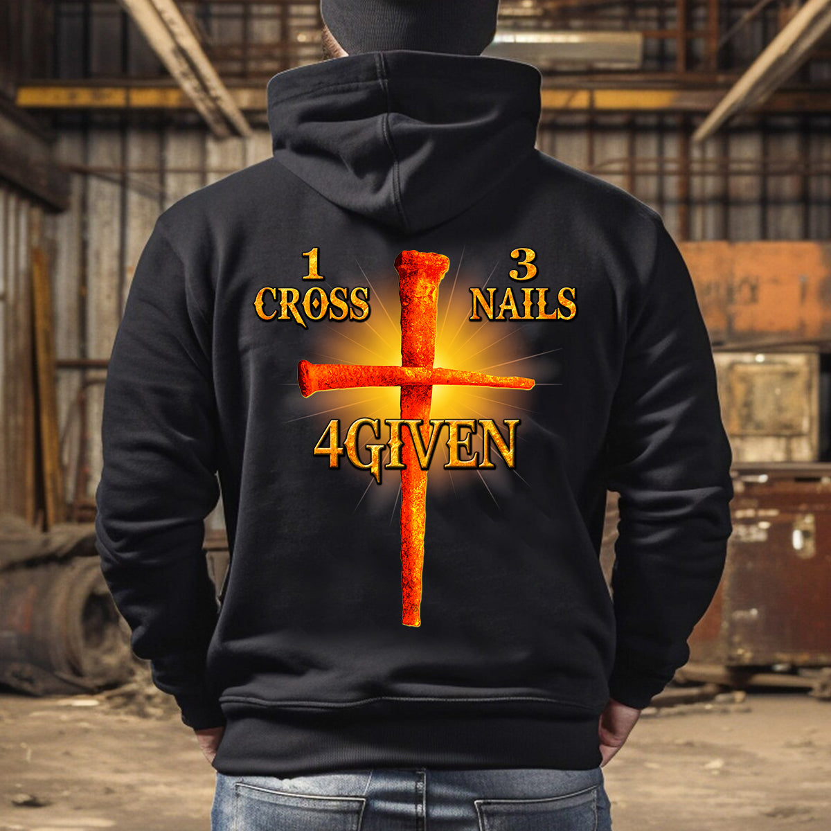 Teesdily | Jesus Christ Cross Unisex Tshirt Backside, Jesus 1 Cross 3 Nails 4 Given Hoodie Sweatshirt, Christian Mug, Religious Gift Idea