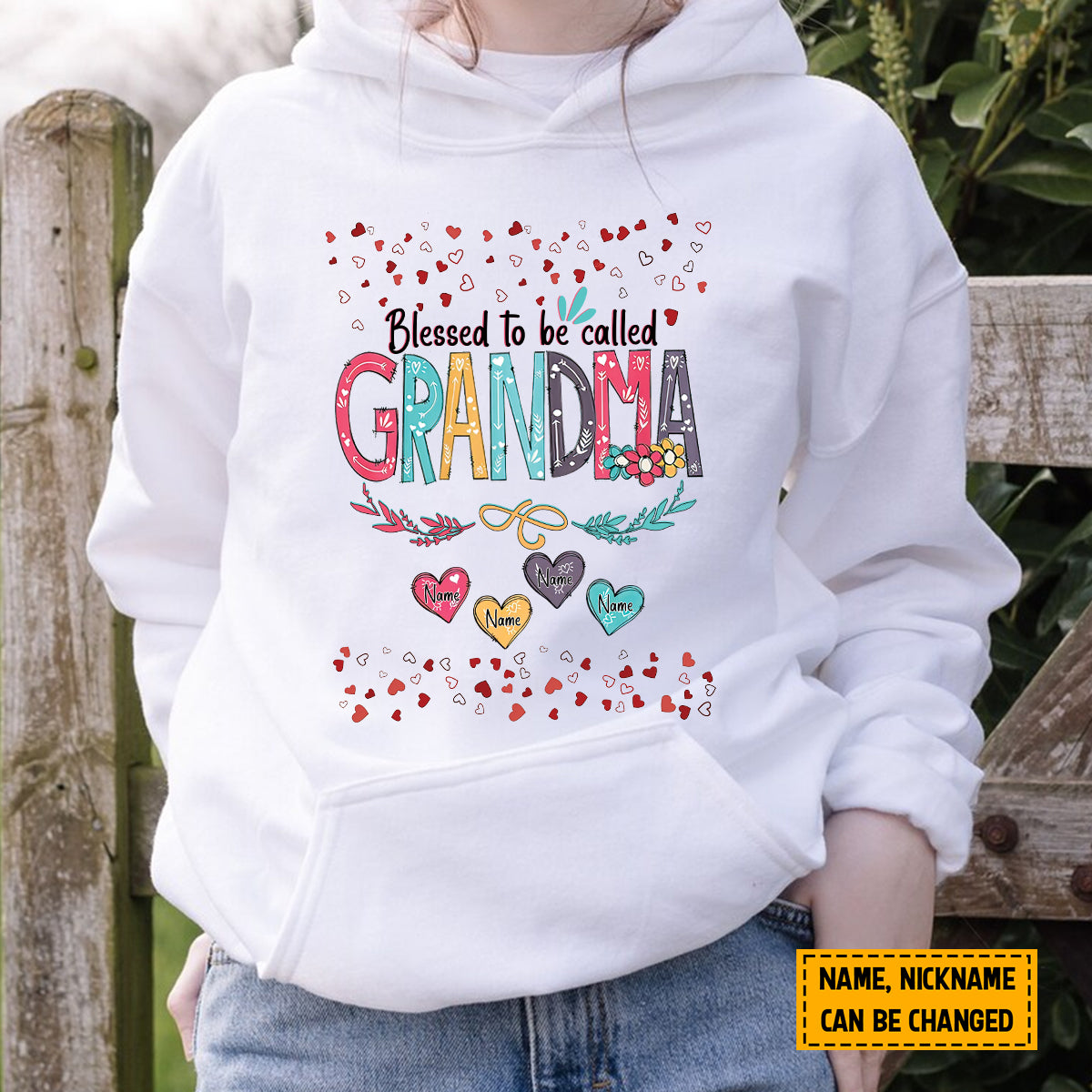 Teesdily | Grandma Personalized Kids Name Shirt, Blessed To Be Called Grandma Hoodie Sweatshirt Mug, Grandmom Mothers Day Custom Gifts