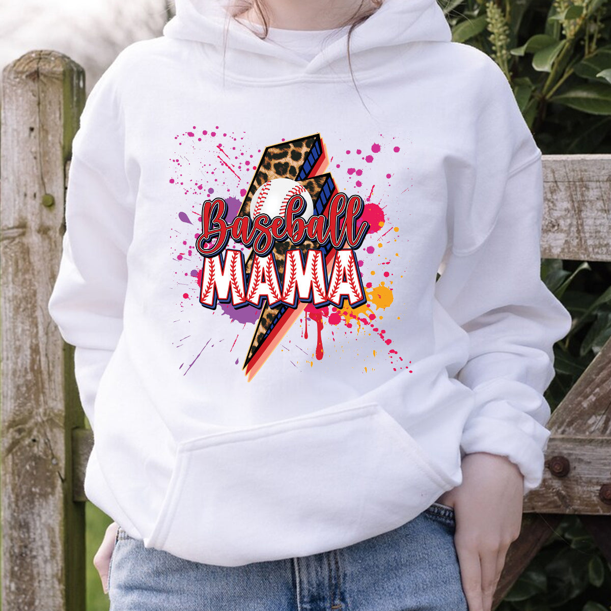 Teesdily | Baseball Mama Lightning Shirt, Mother's Day Softball Mom Shirt, Leopard Mama Tops, Sport Mom Gifts Unisex Tshirt Hoodie Sweatshirt Size S-5Xl / Mug 11-15Oz