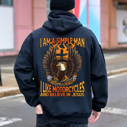 Teesdily | Christian Biker Shirt, Jesus Eagle Motorcycles Sweatshirt Hoodie Mug, Simple Man Like Motorcycles And Believe In Jesus, Speed Lover Gifts