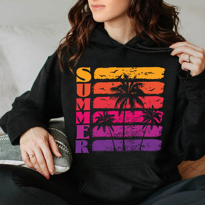 Teesdily | Summer Beach Coconut Tree Palm Tree Graphic Tshirt Summer Vibes Vintage Retro Sweatshirt Hoodie Mug Summer Vibe Summer Vacation Clothing