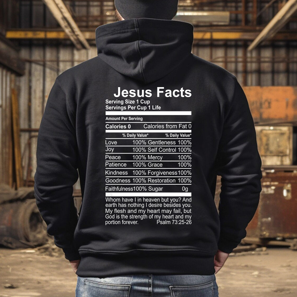 Teesdily | Jesus Facts Backside Casual Shirt God Is The Strength Of My Heart Sweatshirt Hoodie Mug Christian Religious Gifts