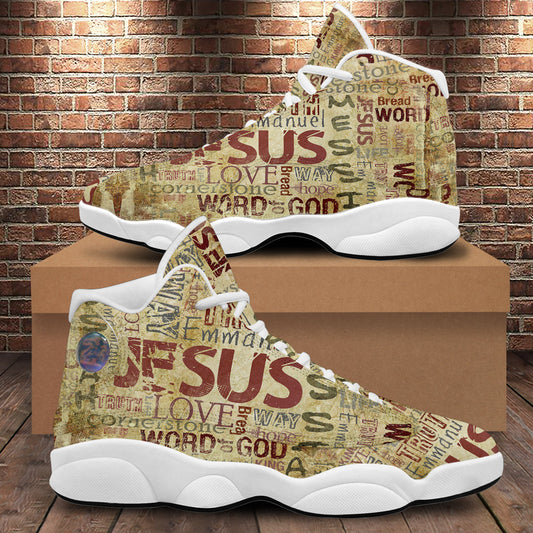 Teesdily | God's Bible Verses Basketball Shoes, Jesus Christ Religious Retro Shoes, Christian Unisex Basketball Shoes With Thick Soles