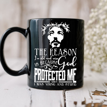 Teesdily | Jesus Portrait Print Shirt Jesus God Protected Me When I Was Young And Stupid Sweatshirt Hoodie Mug Christian Gift Ideas