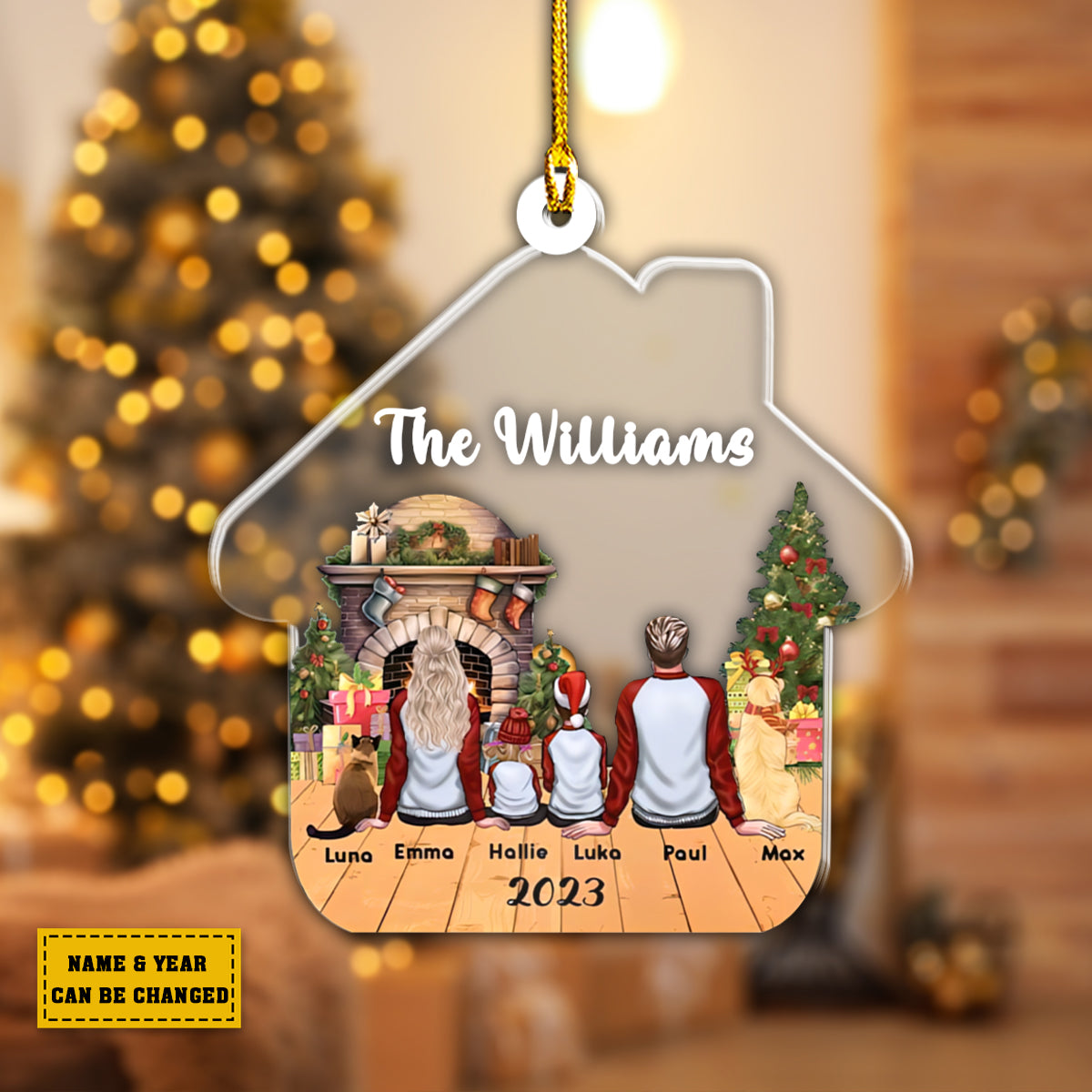 Teesdily | Customized Name Christmas Family Member Ornament Family Tree Decoration Christmas Vacation Home Decor Personalized Gifts