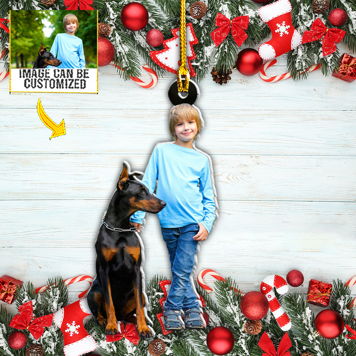 Teesdily | Custom Christmas Ornament With Photo Memory Keepsake Unique Photo Christmas Ornaments Custom Photo Christmas Tree Decor Hanging