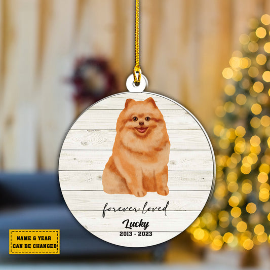 Teesdily | Pomeranian Dog Customized Car Pendant Hanging Forever Loved Car Charms Memorial Ornament Sympathy Gift For Loss Of Pet Dog Loss Keepsake