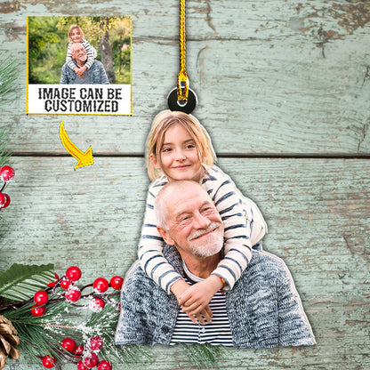 Teesdily | Customized Photo Family Christmas Ornament Personalized Custom Shaped Acrylic Photo Ornament Gift For Family Members Family Keepsake