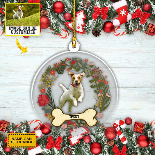 Teesdily | Personalized Dog Photo Car Pendant Hanging Dog Pet Christmas Ornament Christmas Gift For Dog Pet Owner Pet Lover Car Hanging Decor