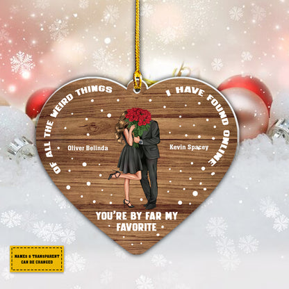 Teesdily | Couple Personalized Ornament Of All The Weird Things I Have Found My Favorite Rear View Mirror Hanging Christmas Xmas Gift For Lover