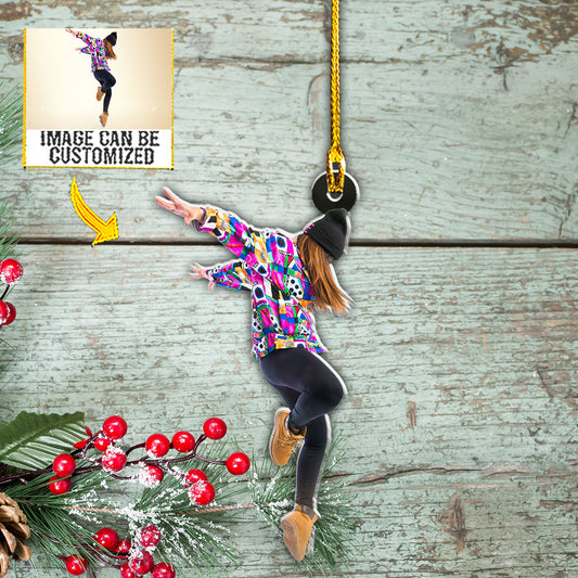 Teesdily | Customized Cool Dancing Post Christmas Hanging Ornament Passion Dancer Christmas Dancing Lover Gifts Personalized Photo Ornaments 2 Sided