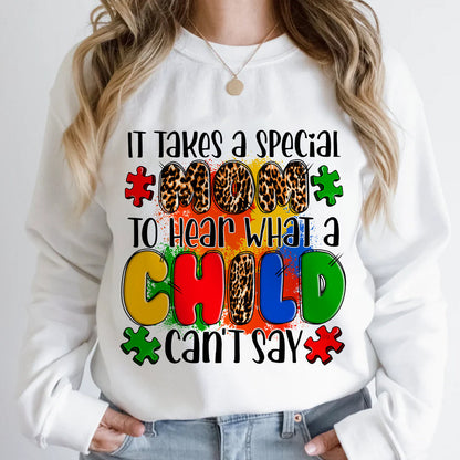 Teesdily | Autism Mom Leopard Shirt, A Mother's Special Love It Takes A Special Mom Hoodie Sweatshirt Mug, Mothers Day Gifts, Autism Support Gifts