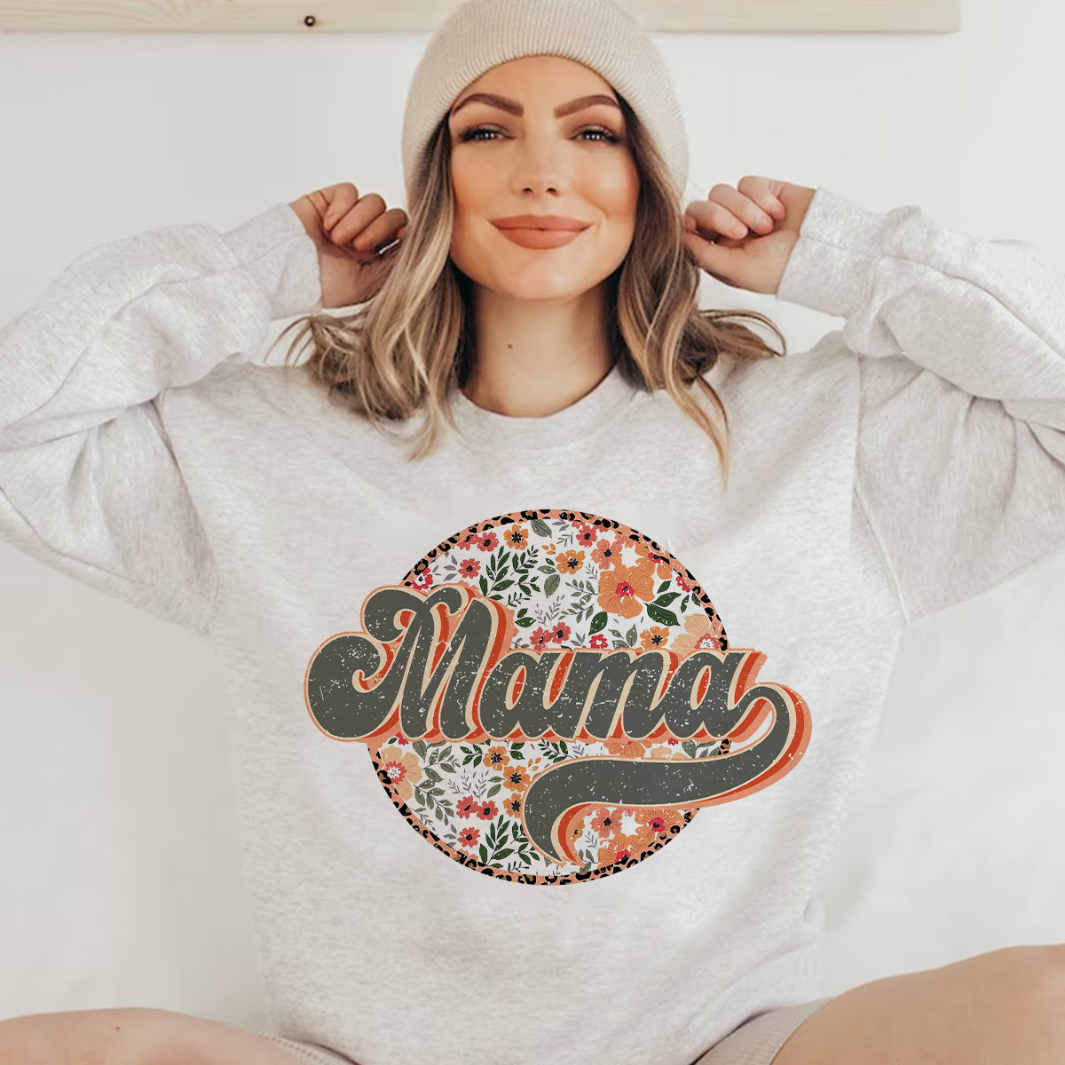 Teesdily | Mama Retro Style Shirt, Mom Floral Shirt Top, Mothers Day Gifts, Vintage Streetwear Apparel Unisex Tshirt Hoodie Sweatshirt Mug