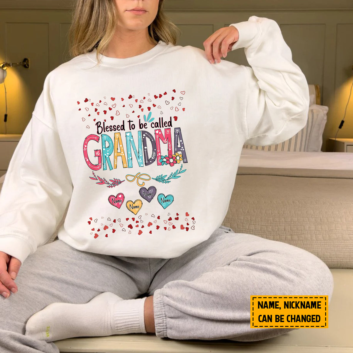 Teesdily | Grandma Personalized Kids Name Shirt, Blessed To Be Called Grandma Hoodie Sweatshirt Mug, Grandmom Mothers Day Custom Gifts