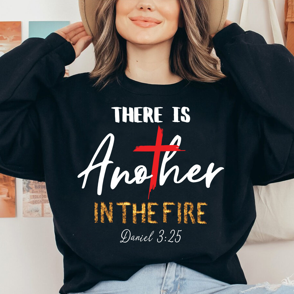 Teesdily | Jesus Christian Cross Short Sleeve Shirts, There Is Another In The Fire Sweatshirt Hoodie Mug, Christian Apparel Religious Gifts