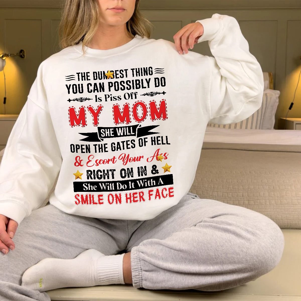 Teesdily | Mom Mother Day Shirt, Piss Off My Mom She Will Open The Gates Of Hell Tops, Humor Gift For Mom Unisex Tshirt Hoodie Sweatshirt Mug