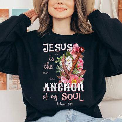 Teesdily | Jesus Anchor Tropical Tshirt, Jesus Is The Anchor Of My Soul Sweatshirt Hoodie Mug, Christian Graphic Tees Short Sleeve, Religious Gifts