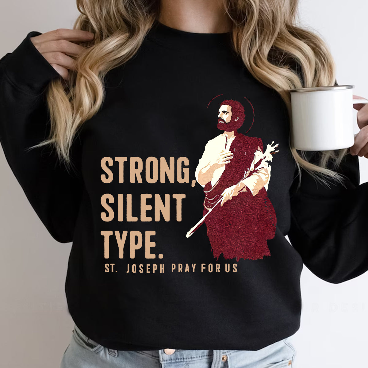 Teesdily | Jesus Christian Saint Joseph Pray For Us Graphic Tshirt God Christ Sweatshirt Hoodie Mug God Faith Believer Religious Gifts